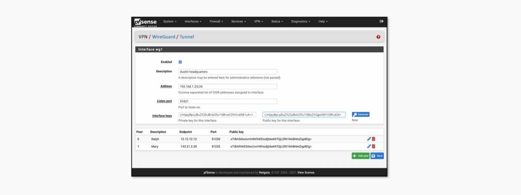 WireGuard dispoñible para pfSense