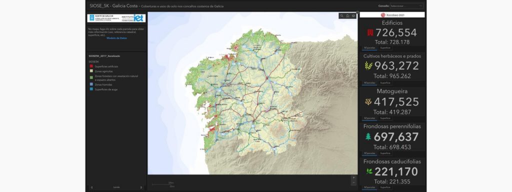 SIOSE5K, novo visor de usos e coberturas do solo nos concellos de costa