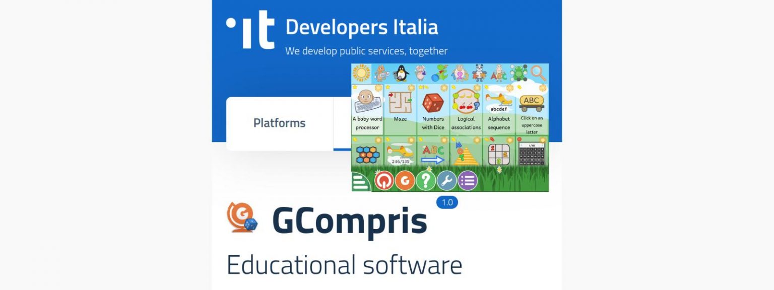 GCompris publicado no catálogo público Developers Italia