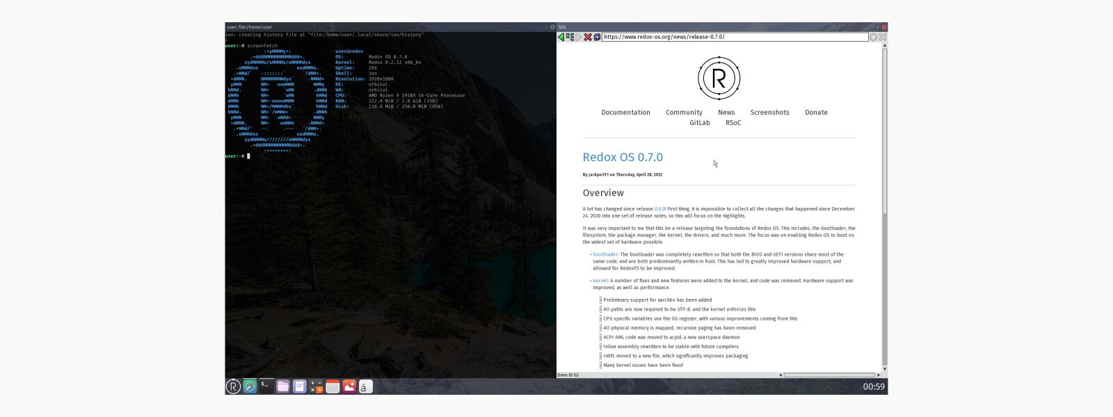 Redox 0.7, sistema operativo con micro kernel