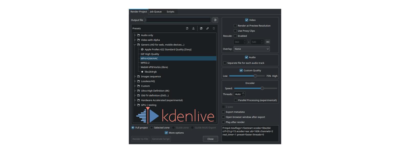 Kdenlive, versi&oacute;n 22.04