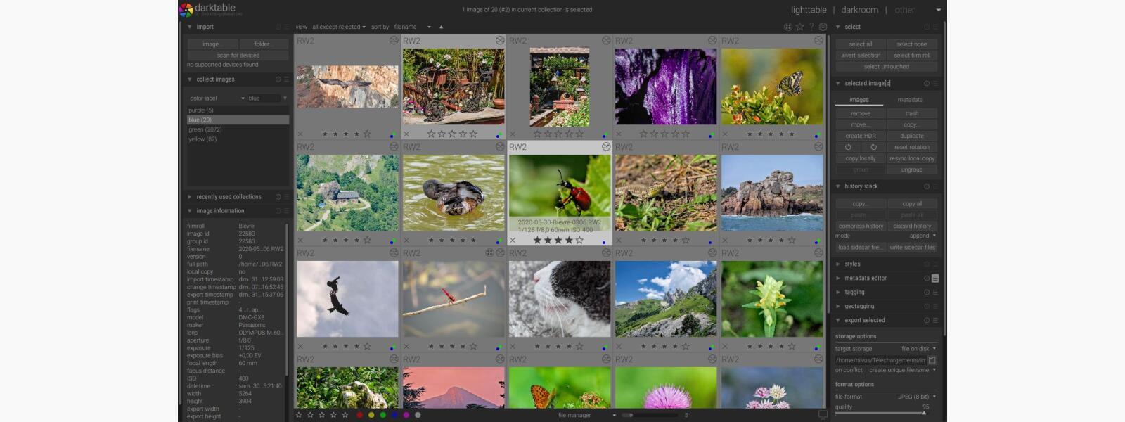 Darktable, versi&oacute;n 3.8.1