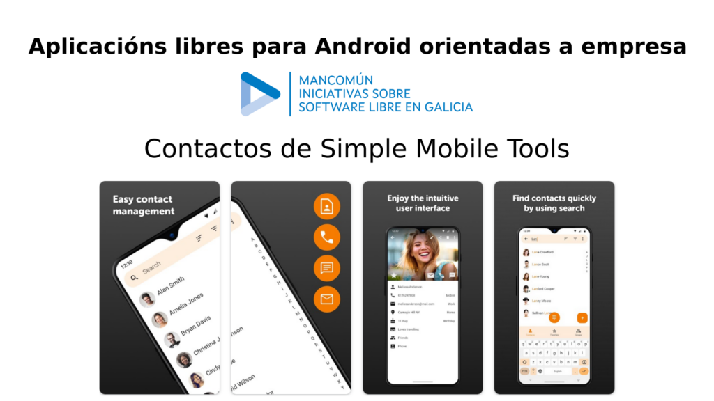 Aplicacións libres para Android orientadas a empresa: Contactos de Simple Mobile Tools
