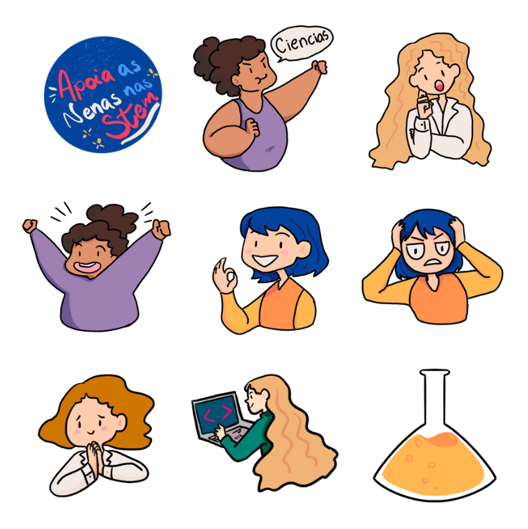 2023. AMTEGA - Stickers inspirados no “Día Internacional da Muller e da Nena na Ciencia”