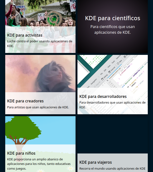 Portada de la web KDE es para