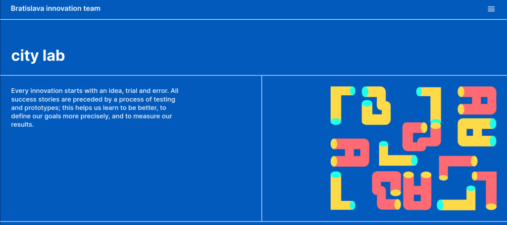 captura de la web city lab de bratislava innovation team