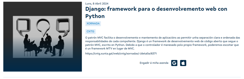 Evento Django: framework para o desenvolvemento web con Python