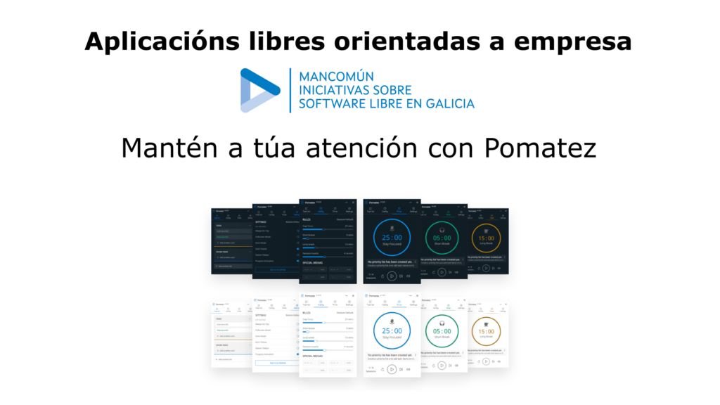 Portada del artículo Aplicaciones libres orientadas a empresa – Mantén tu atención con Pomatez
Capturas de la aplicación