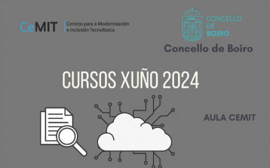 Cartel del Curso de LibreOffice Calc en el aula CeMIT de Boiro