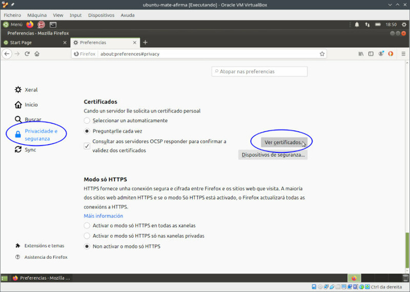 captura de pantalla das preferencias en Firefox