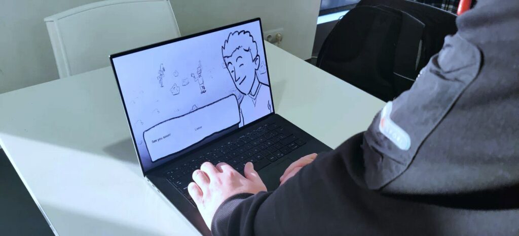 Imaxe da edición anterior da HobbyPont Global Game Jam
Portátil amosando un debuxo do videoxogo