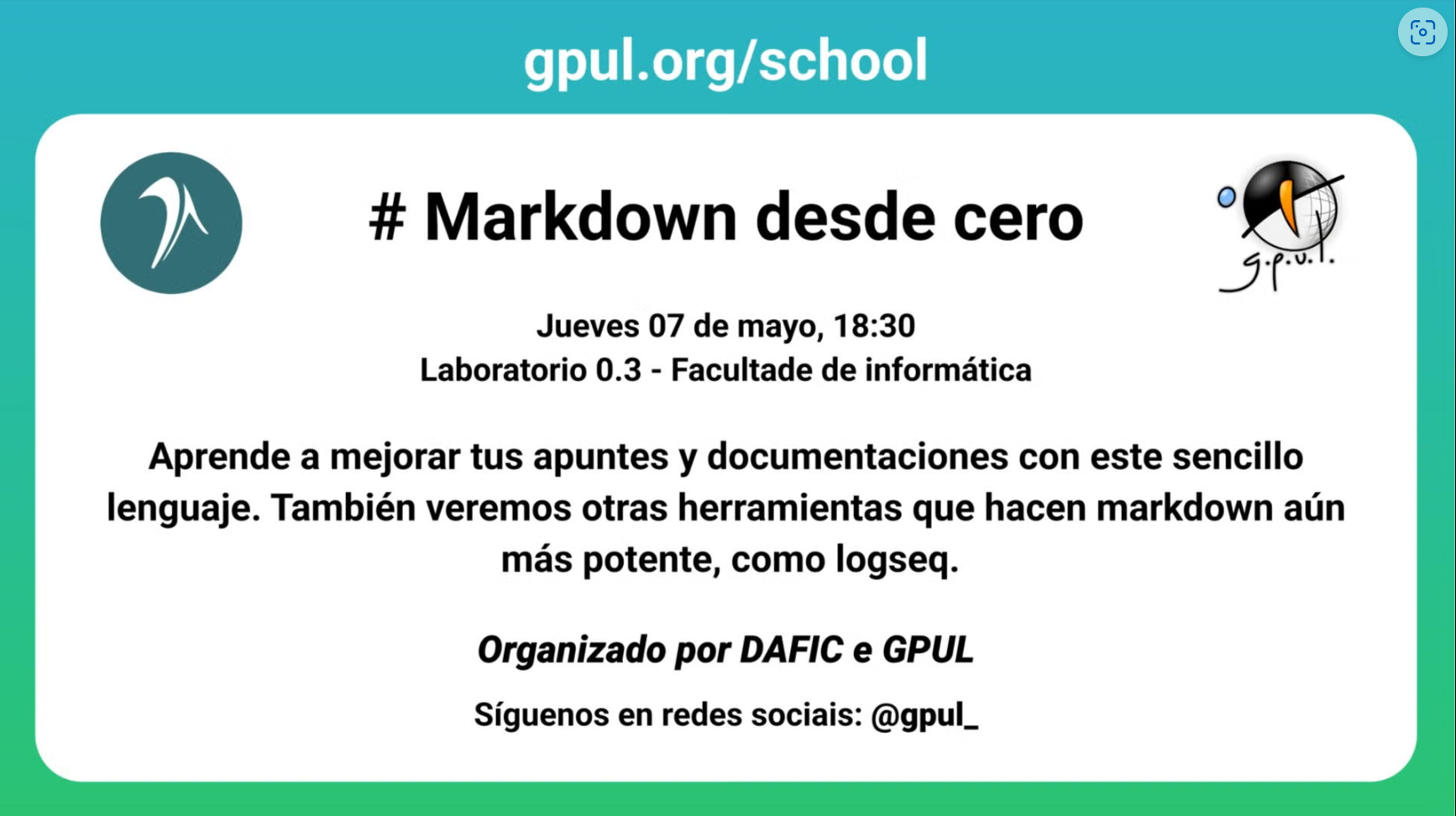 GPUL School – # Markdown desde cero